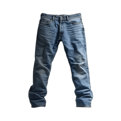 Levi Product Medium wash blue denim jeans with a straight leg fit, five-pocket styling, and slight fading, displayed on a white background.